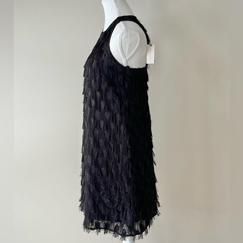 Anthropologie NWT Roxie Fringe Party Mini Dress Black Size 4 - Picture 6 of 7